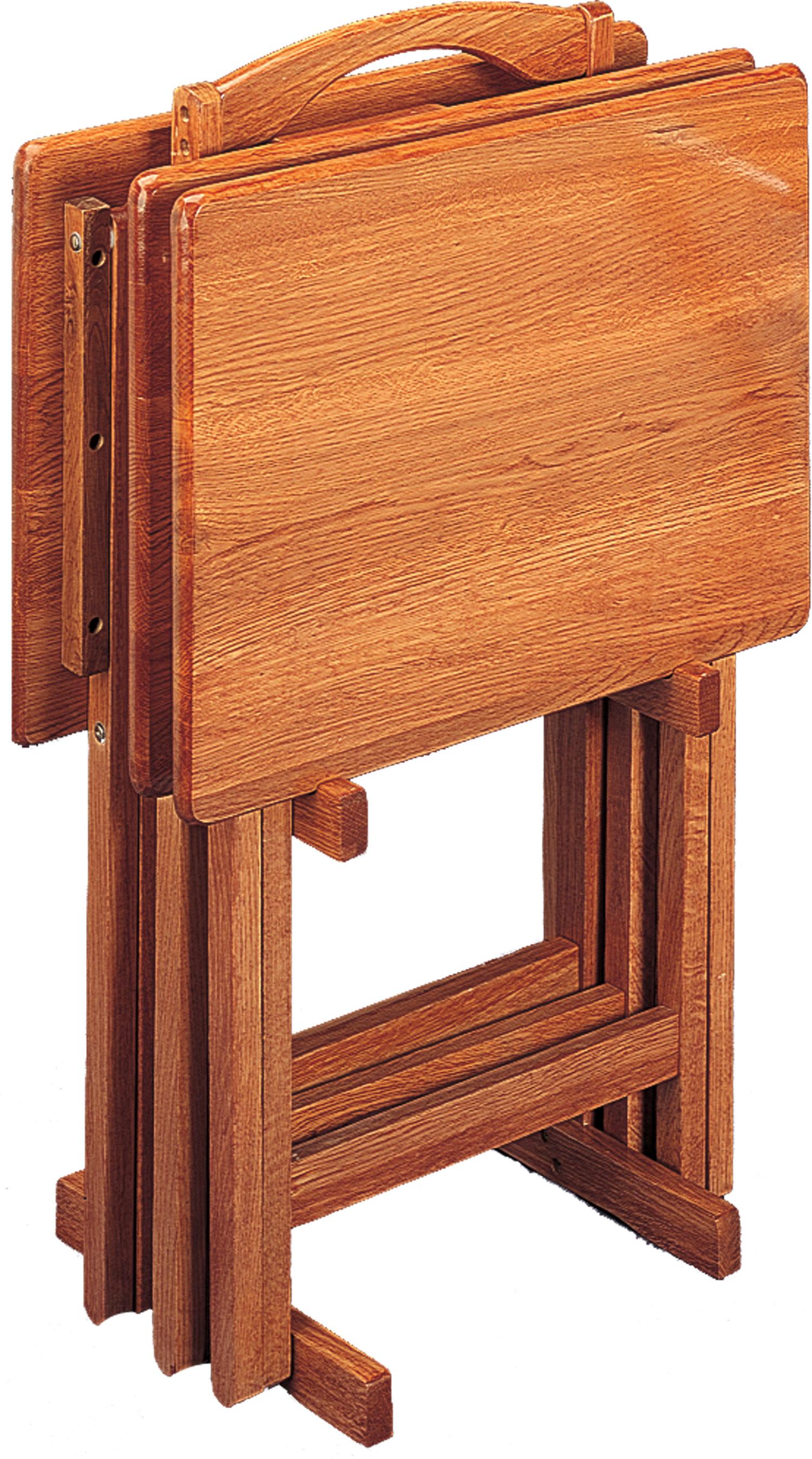 Coaster Tray Tables 5199 5 Piece Golden Brown Tray Table Set with Stand